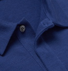 Berluti - Leather-Trimmed Cotton, Wool and Cashmere-Blend Piqué Polo Shirt - Men - Blue