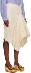 Dries Van Noten Off-White Asymmetric Denim Midi Skirt