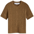 JW Anderson Women's Cable Knit Short Sleeve Jumper in Flax
