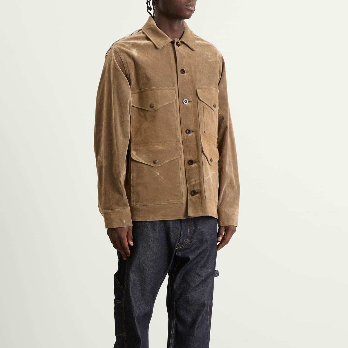 Junya Watanabe MAN Men's Flocked Denim Jacket in Beige Junya Watanabe