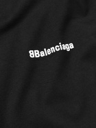 Balenciaga - Oversized Logo-Embroidered Cotton-Jersey T-Shirt - Black