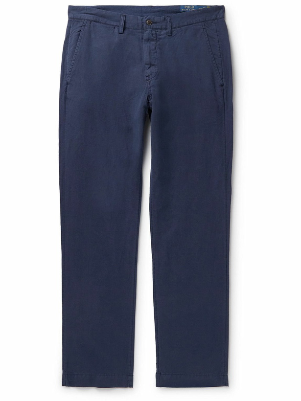 Photo: Polo Ralph Lauren - Slim-Fit Straight-Leg Linen and Cotton-Blend Trousers - Blue