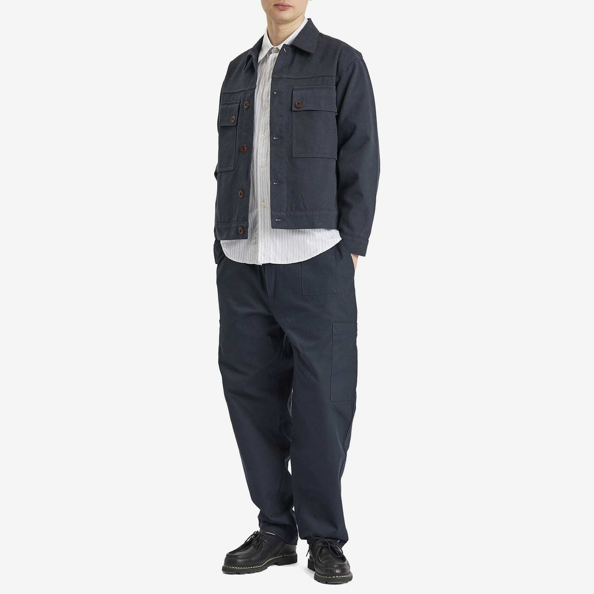 Café Mountain Men's Reverse Panel Workers Jacket in Washed Navy