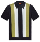 Barena - Slim-Fit Striped Ribbed Virgin Wool Polo Shirt - Blue