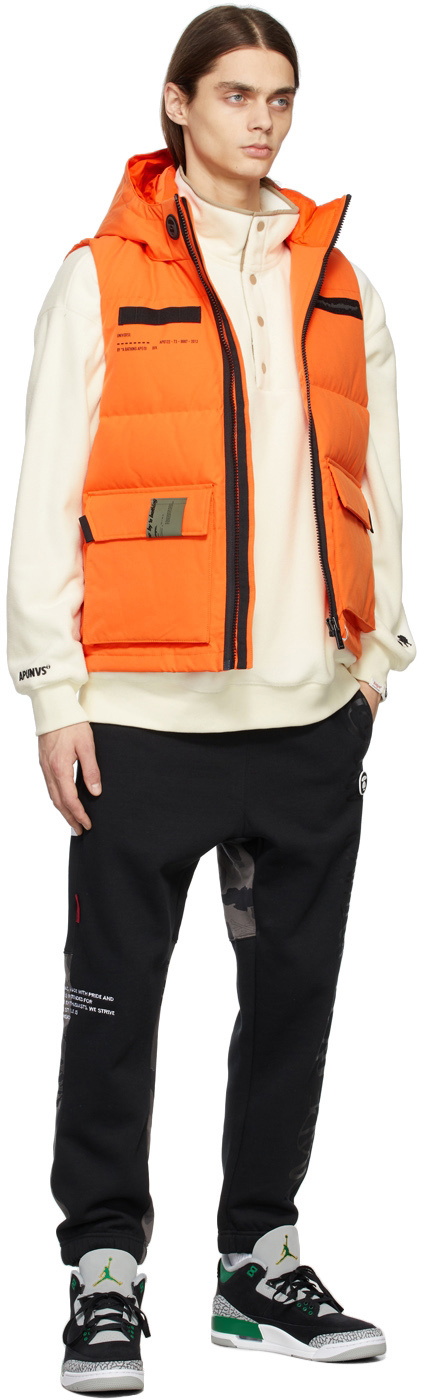 AAPE by A Bathing Ape Orange Down Hooded Vest AAPE by A Bathing Ape