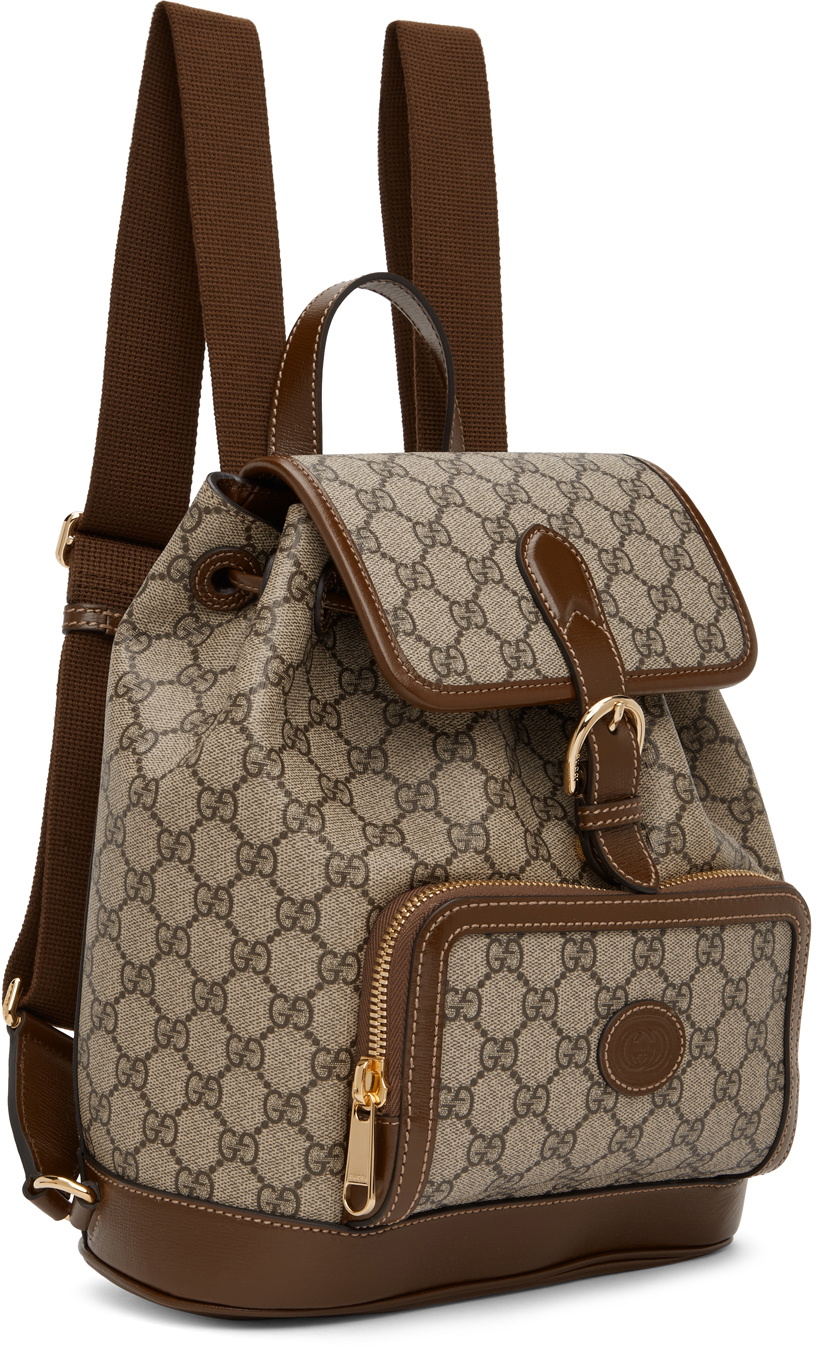 Gucci: Beige & Brown GG Supreme Backpack