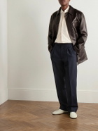 Stòffa - Straight-Leg Pleated Wool Suit Trousers - Blue
