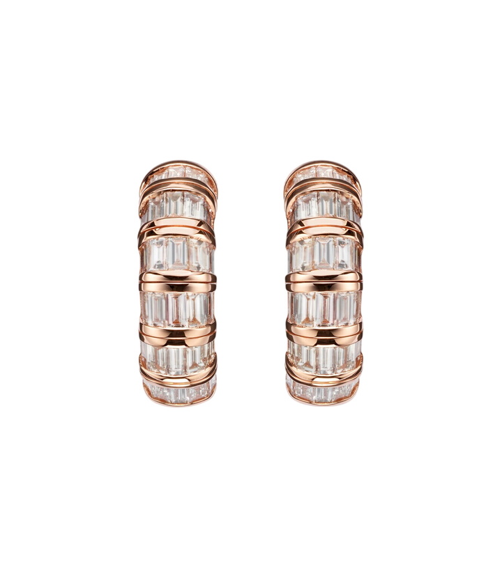 Photo: Shay Jewelry 18kt rose gold huggie earrings with diamonds