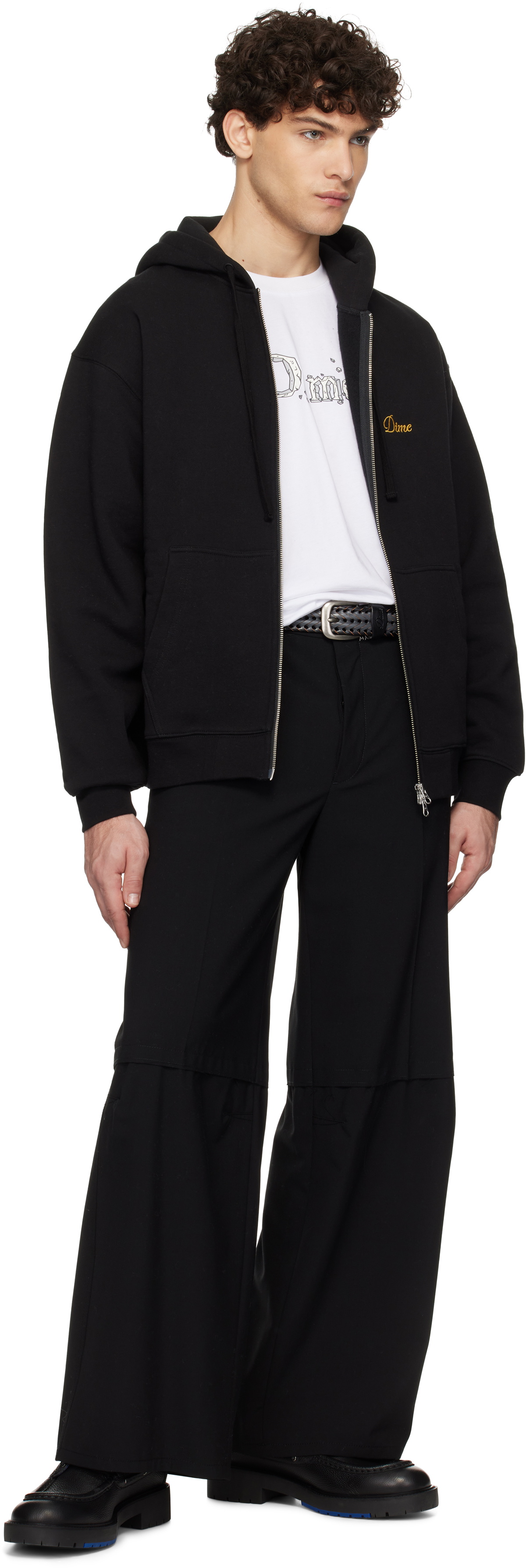 Dime Black Braided Leather Belt