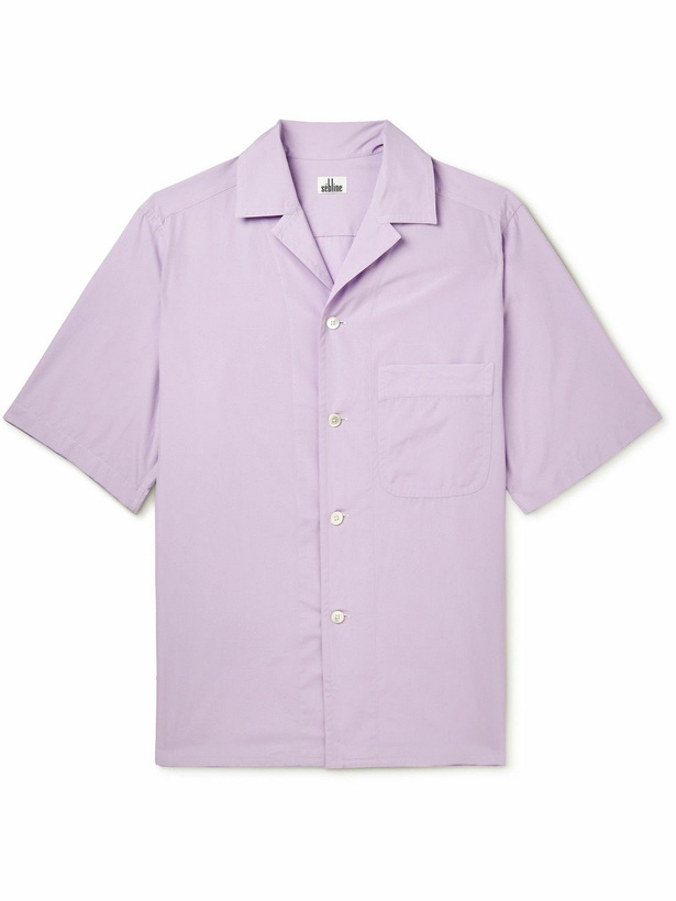 Photo: Sebline - Camp-Collar Cotton-Poplin Shirt - Purple