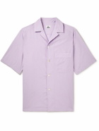 Sebline - Camp-Collar Cotton-Poplin Shirt - Purple