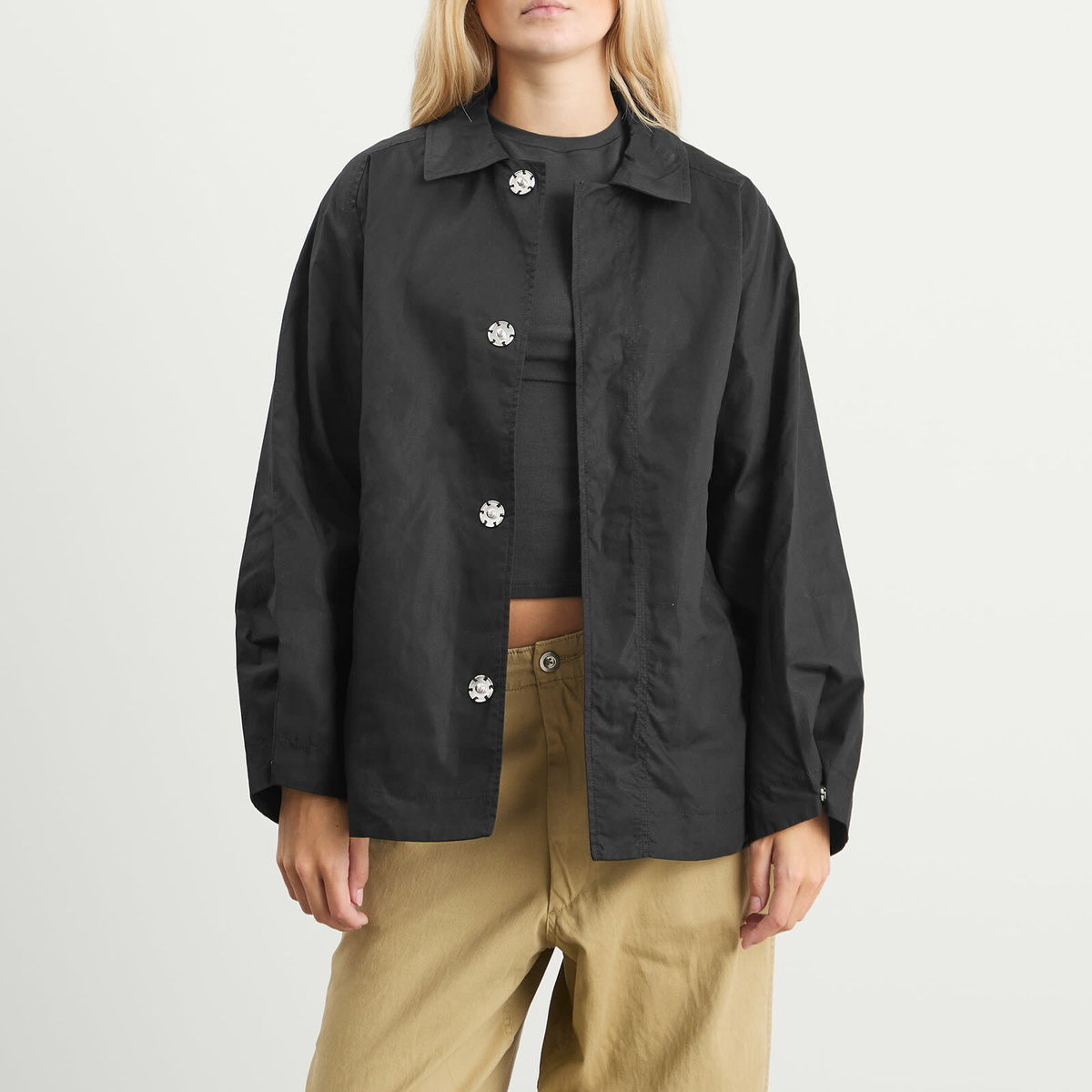 Baserange Women's Even Waxed Cotton Jacket in Black