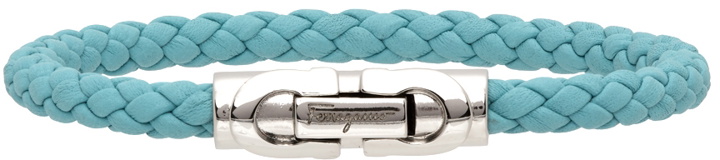 Photo: Salvatore Ferragamo Blue Braided Leather Bracelet