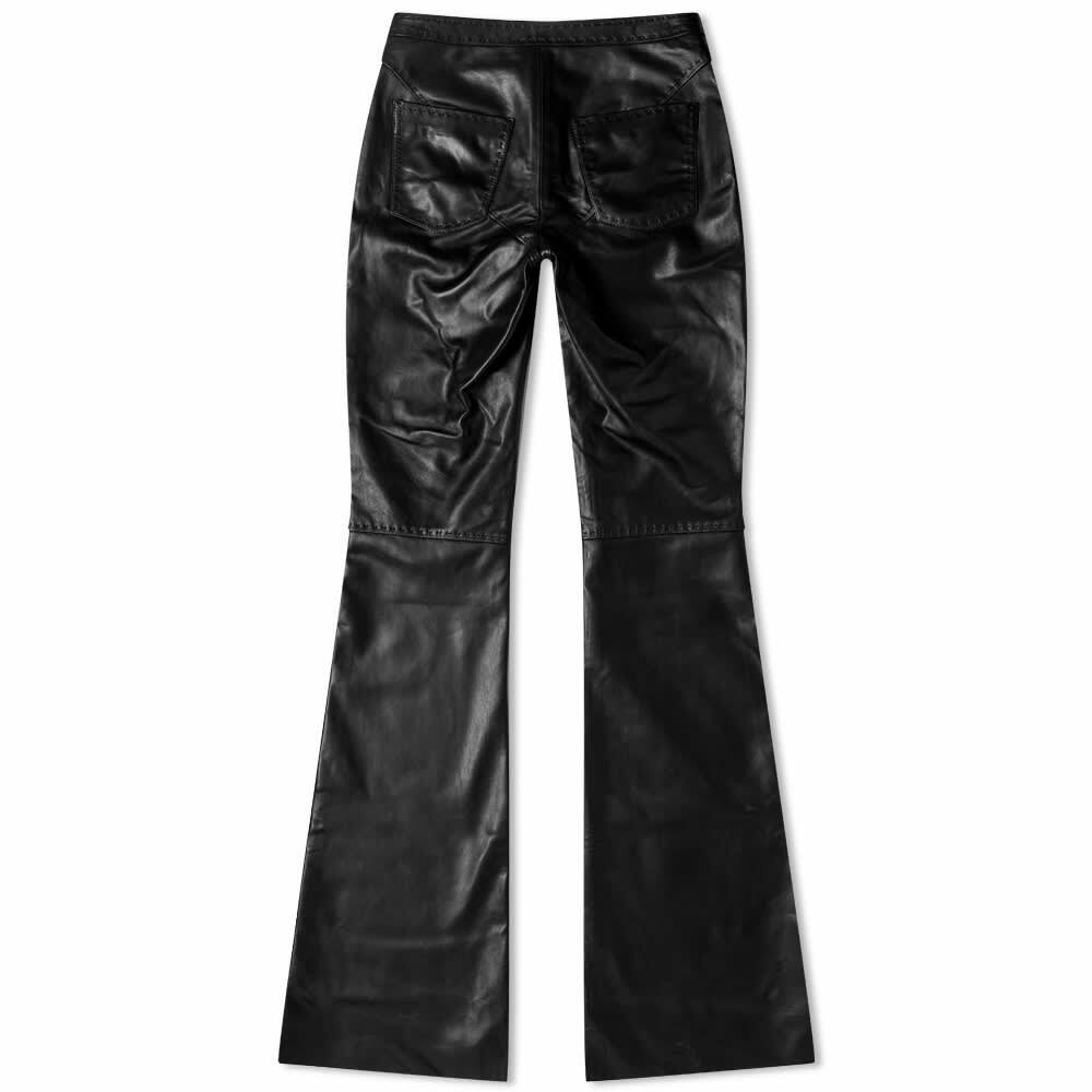 Ambush Women's Zip Front Leather Pants Bootleg Trousers in Black Ambush