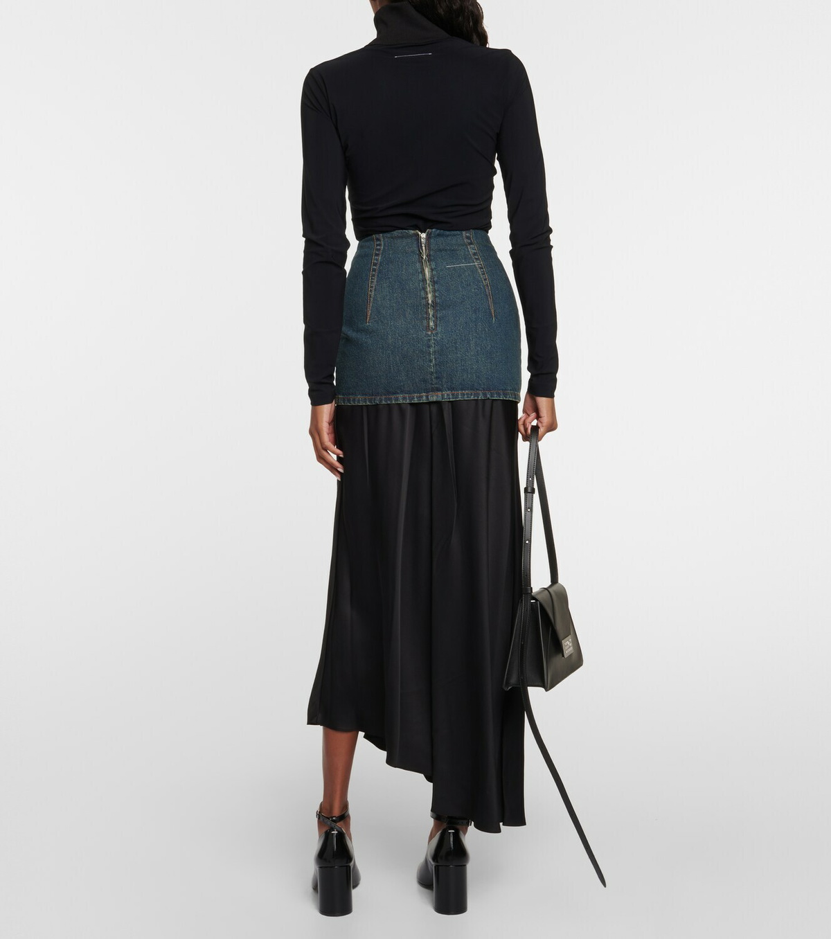 MM6 Maison Margiela Asymmetric denim and satin maxi skirt MM6 Maison ...