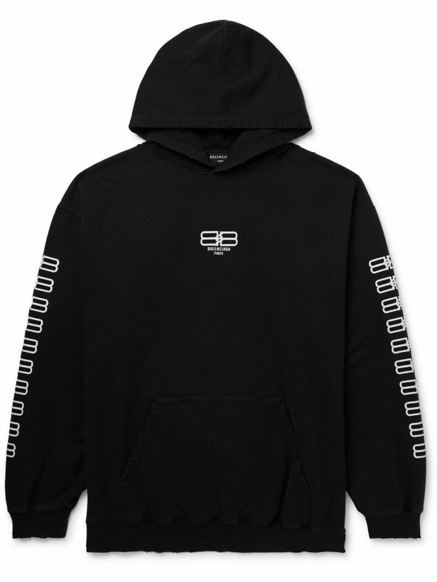 Photo: Balenciaga - Logo-Embroidered Cotton-Jersey Hoodie - Black