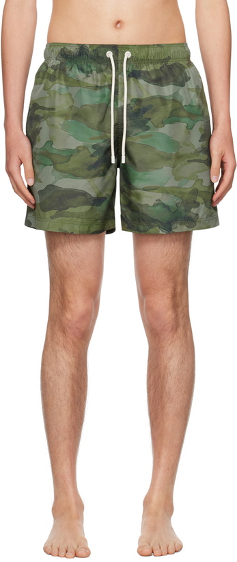 Photo: Palm Angels Green Seasonal Camo Swim Shorts