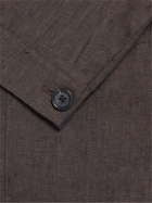 Oliver Spencer - Slim-Fit Unstructured Double-Breasted Linen Suit Jacket - Brown