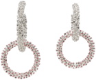 Magda Butrym Silver & Pink Mismatched Double Hoop Crystal Earrings