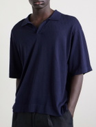 Officine Générale - Pele Jacquard-Knit Lyocell and Wool-Blend Polo Shirt - Blue