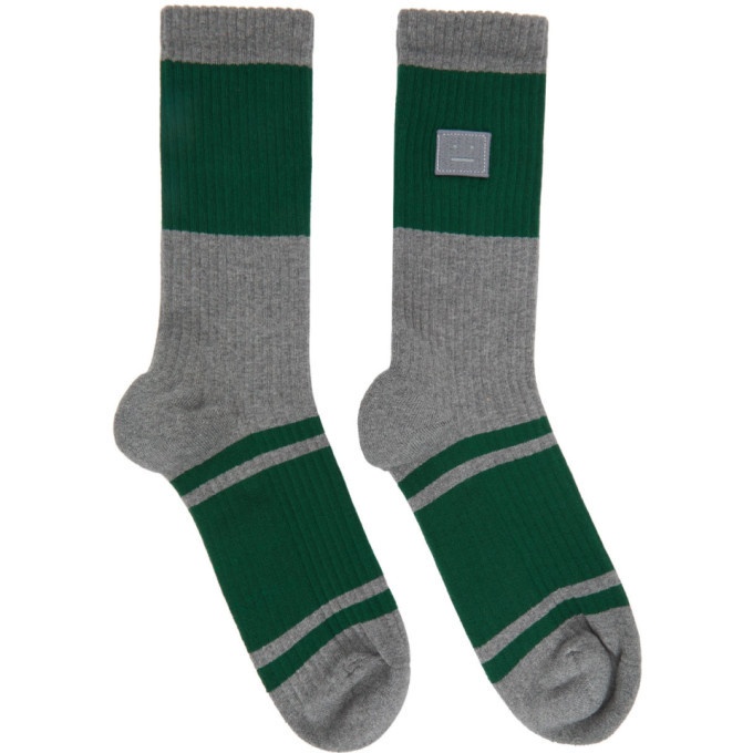 Photo: Acne Studios Grey Patch Striped Socks