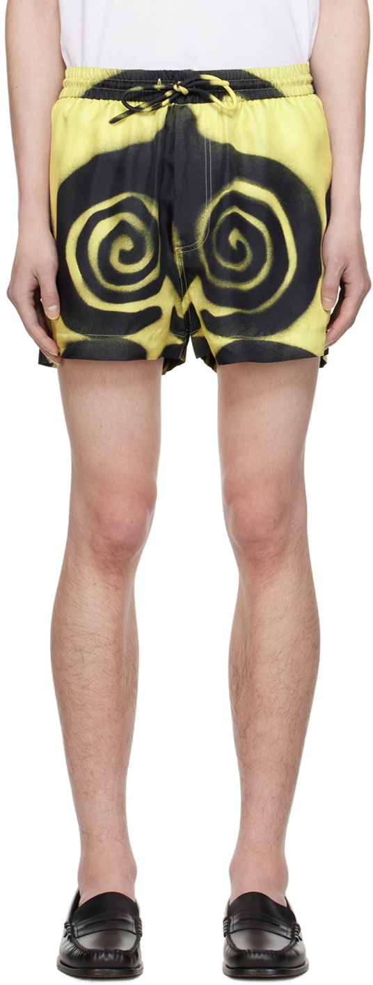 Nanushka Black & Yellow Amil Shorts