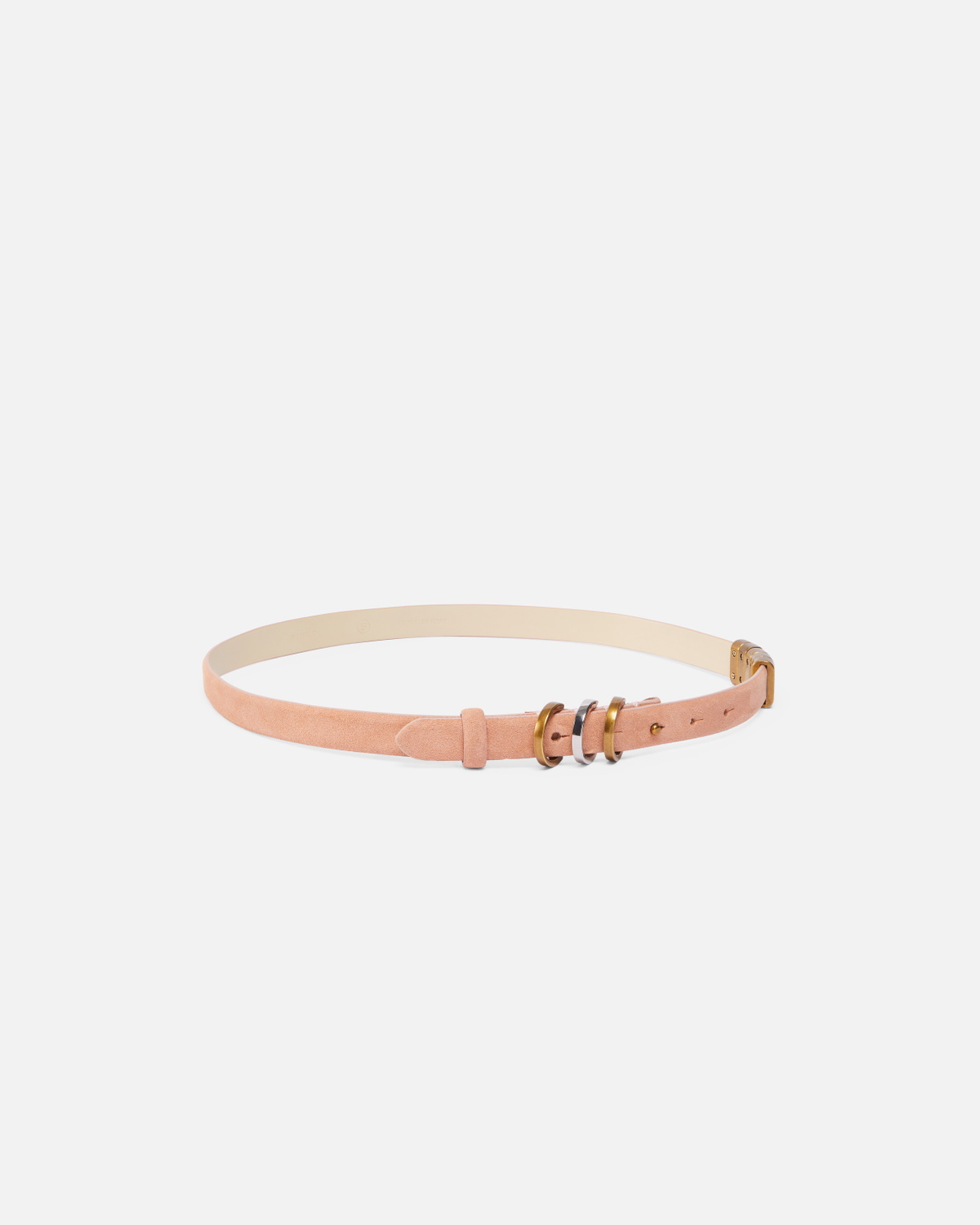 Pinko Thin Suede Belt With Logo Branded Rings 2cm Orange Mix Gal Gold Nikel