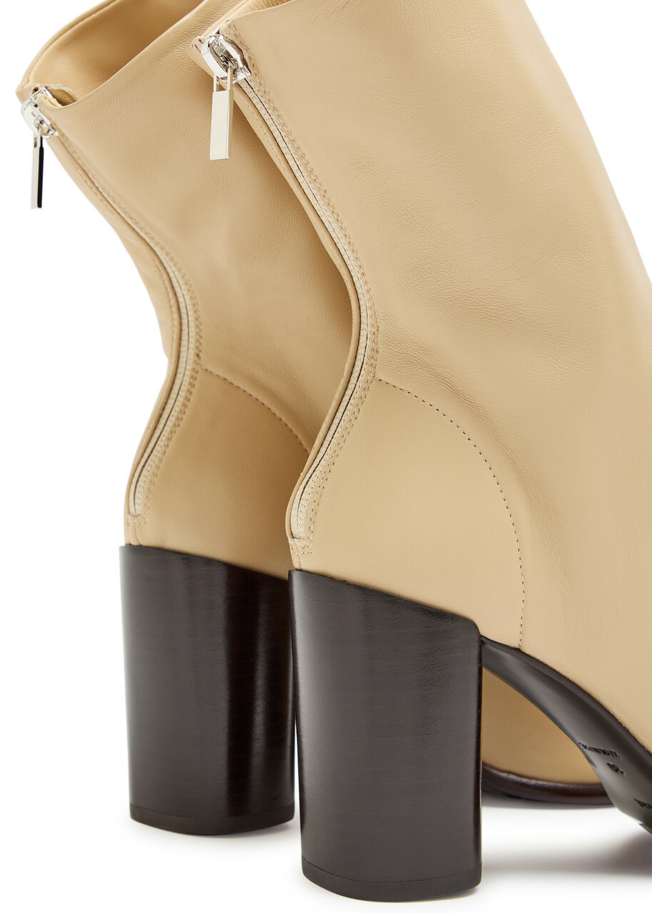 Lemaire Glove 80 Leather Ankle Boots Beige