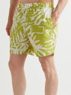 Mr P. - Straight-Leg Mid-Length Irregular Botanical Printed Recycled Swim Shorts - Green