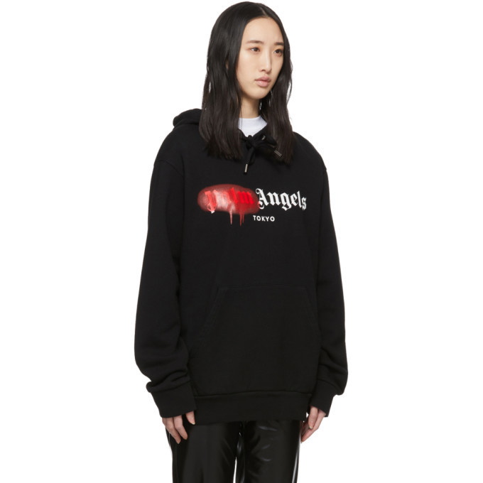 Palm Angels Black Tokyo Sprayed Hoodie Palm Angels