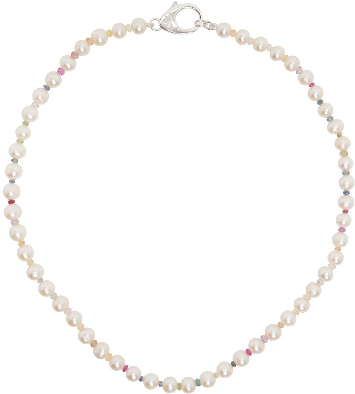 Photo: Hatton Labs White Pearl Rainbow Gradient Crystal Chain Necklace