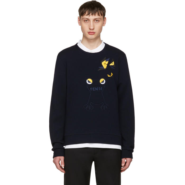 Fendi Navy Butterfleyes and Frogs Sweatshirt Fendi