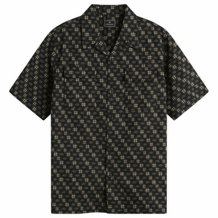 Photo: Maharishi Men's Kasuri Cuban Collar Shirt in Sumi Black