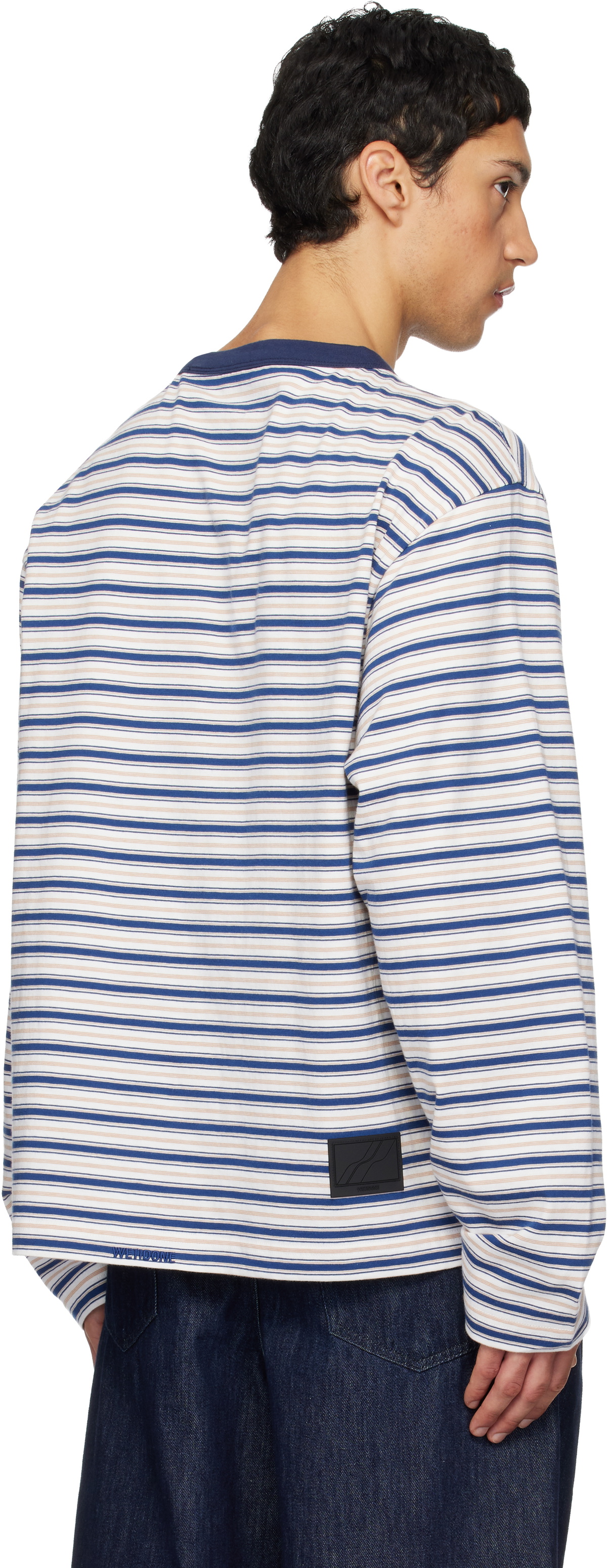We11done White & Blue We11done Stripe Long-Sleeve T-shirt