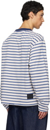 We11done White & Blue We11done Stripe Long-Sleeve T-shirt