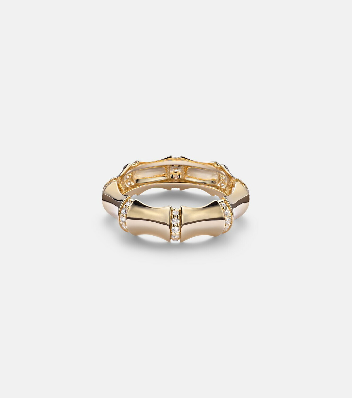 Stone and Strand Bamboo Resort 14kt gold (585/1000) ring with diamonds