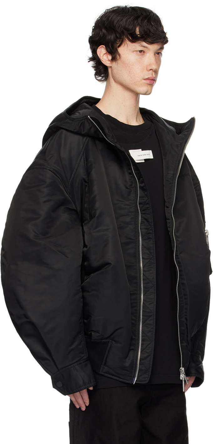 Feng Chen Wang Black Oversized Nylon Jacket Feng Chen Wang