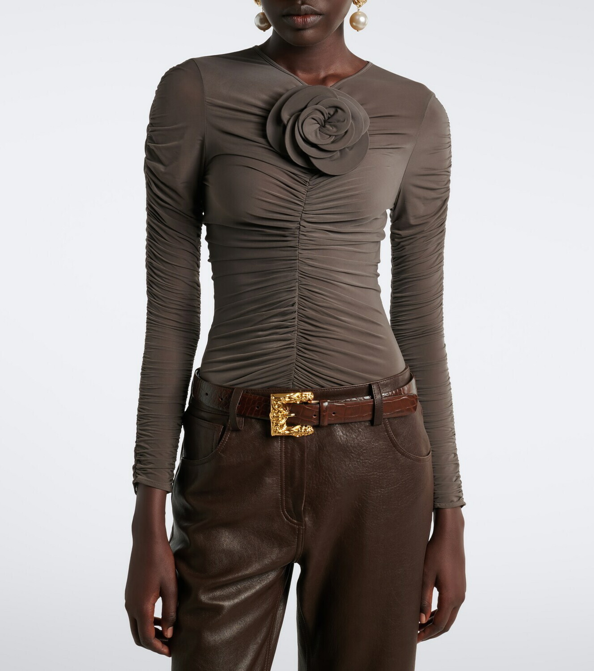 Magda Butrym Floral-appliqué ruched top