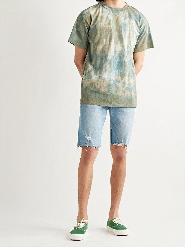 Photo: FRAME - L'Homme Slim-Fit Distressed Stretch-Denim Shorts - Blue