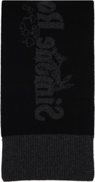 Simone Rocha Black & Gray Long Graphic Logo Knit Scarf