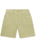 Beams Plus - Wide-Leg Distressed Cotton-Gabardine Bermuda Shorts - Green