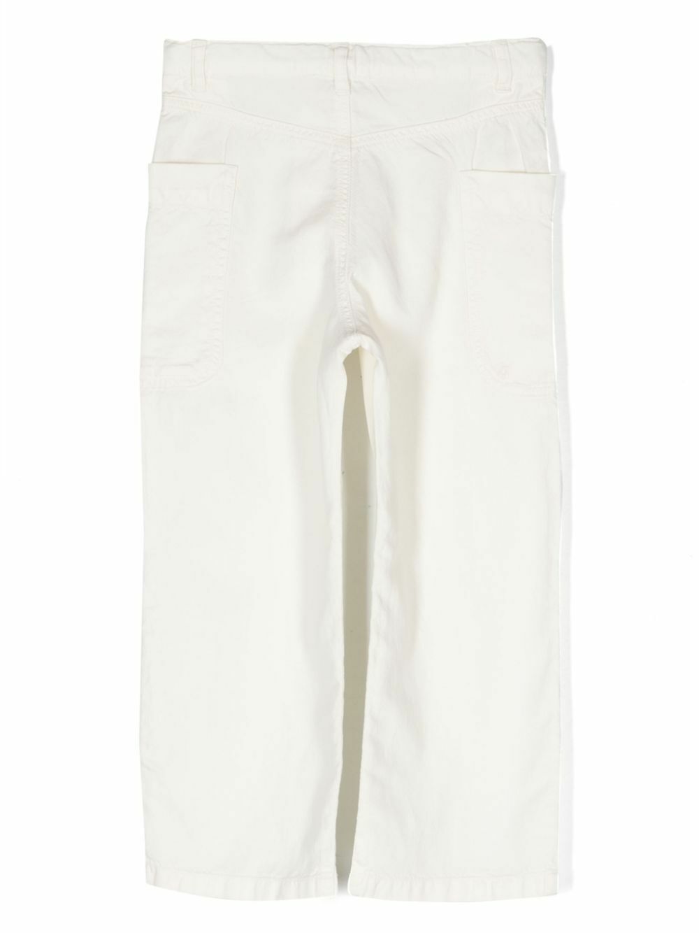 Bonpoint White Straight-Leg Canvas Trousers