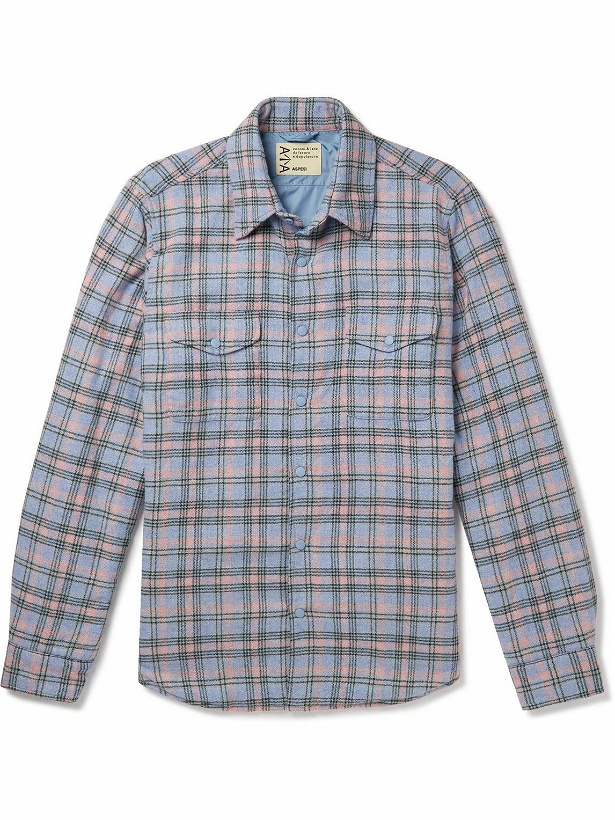 Photo: Aspesi - Checked Padded Wool-Blend Shirt - Blue