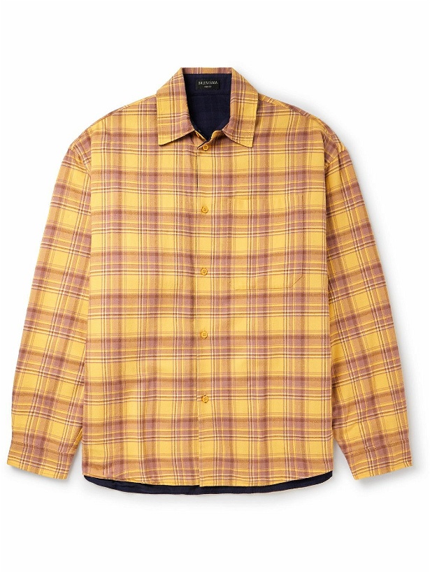 Photo: Balenciaga - Reversible Checked Cotton-Flannel Shirt - Yellow