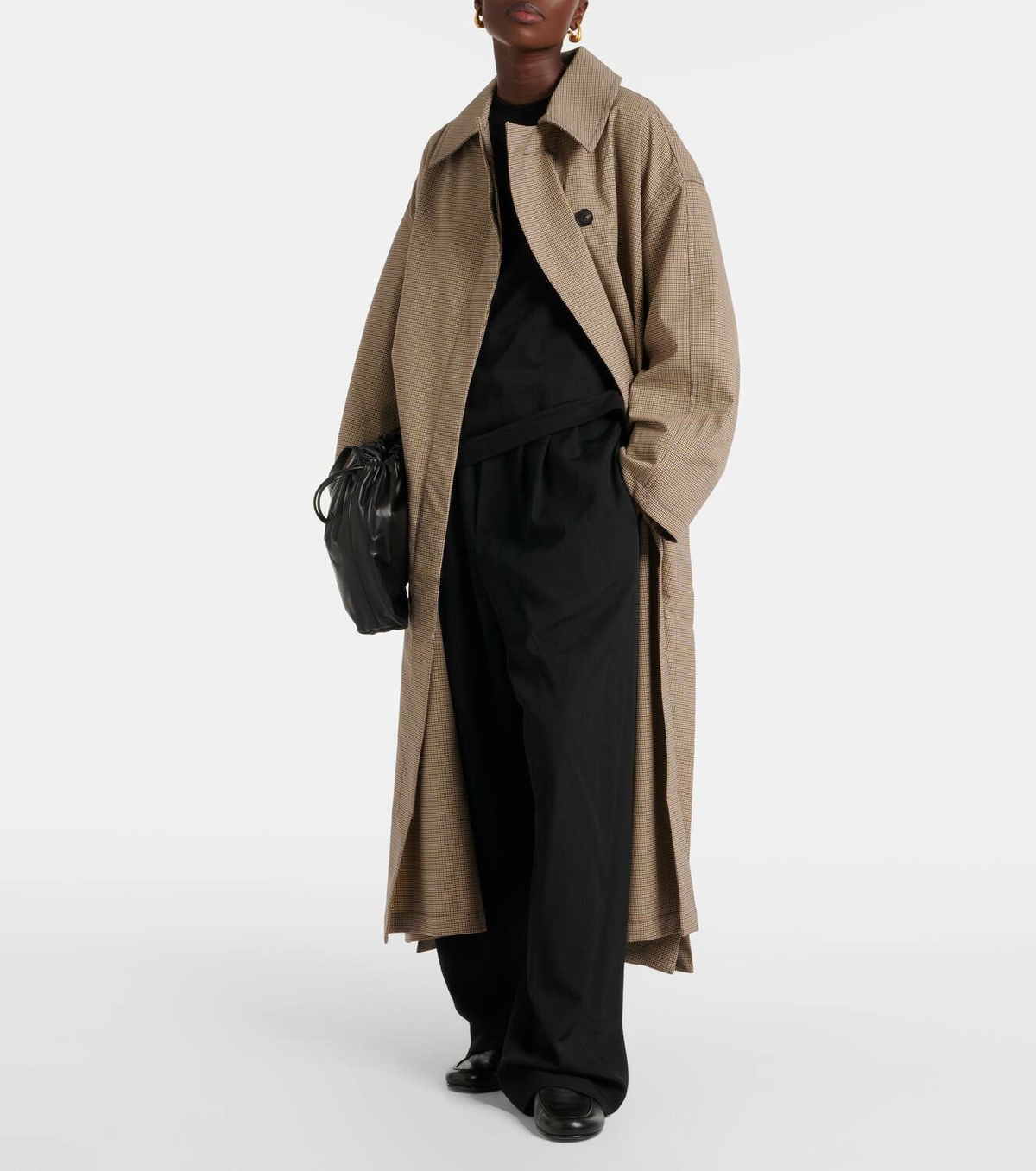 CO Checked wool-blend trench coat