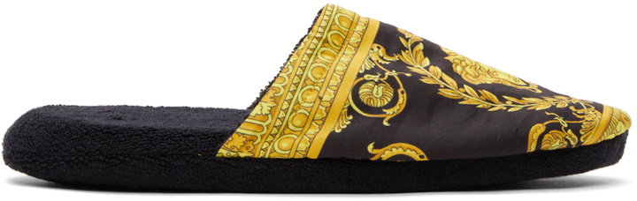 Photo: Versace Black & Gold Baroque Slippers