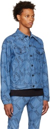 Versace Jeans Couture Blue Print Denim Jacket