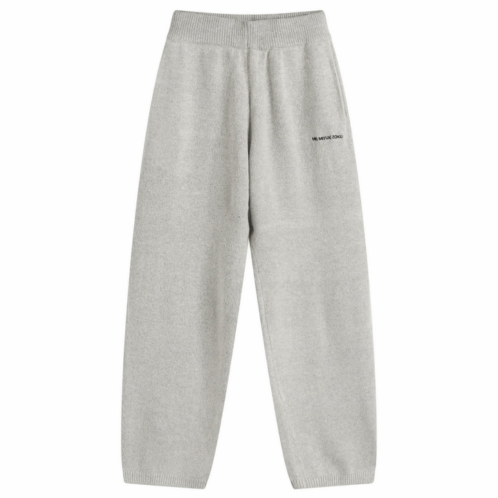 Photo: MKI Men's Mohair Blend Knit Wide Leg Joggers in Light Grey