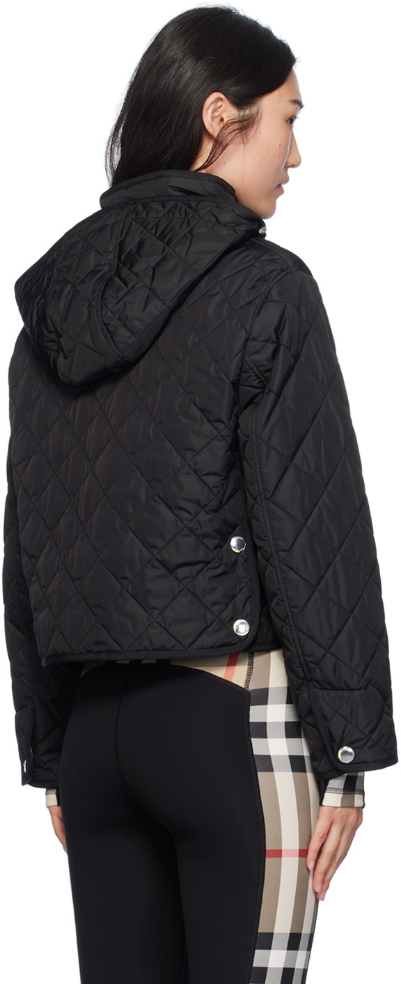 Burberry Black Cropped Quilted Nylon Jacket Burberry