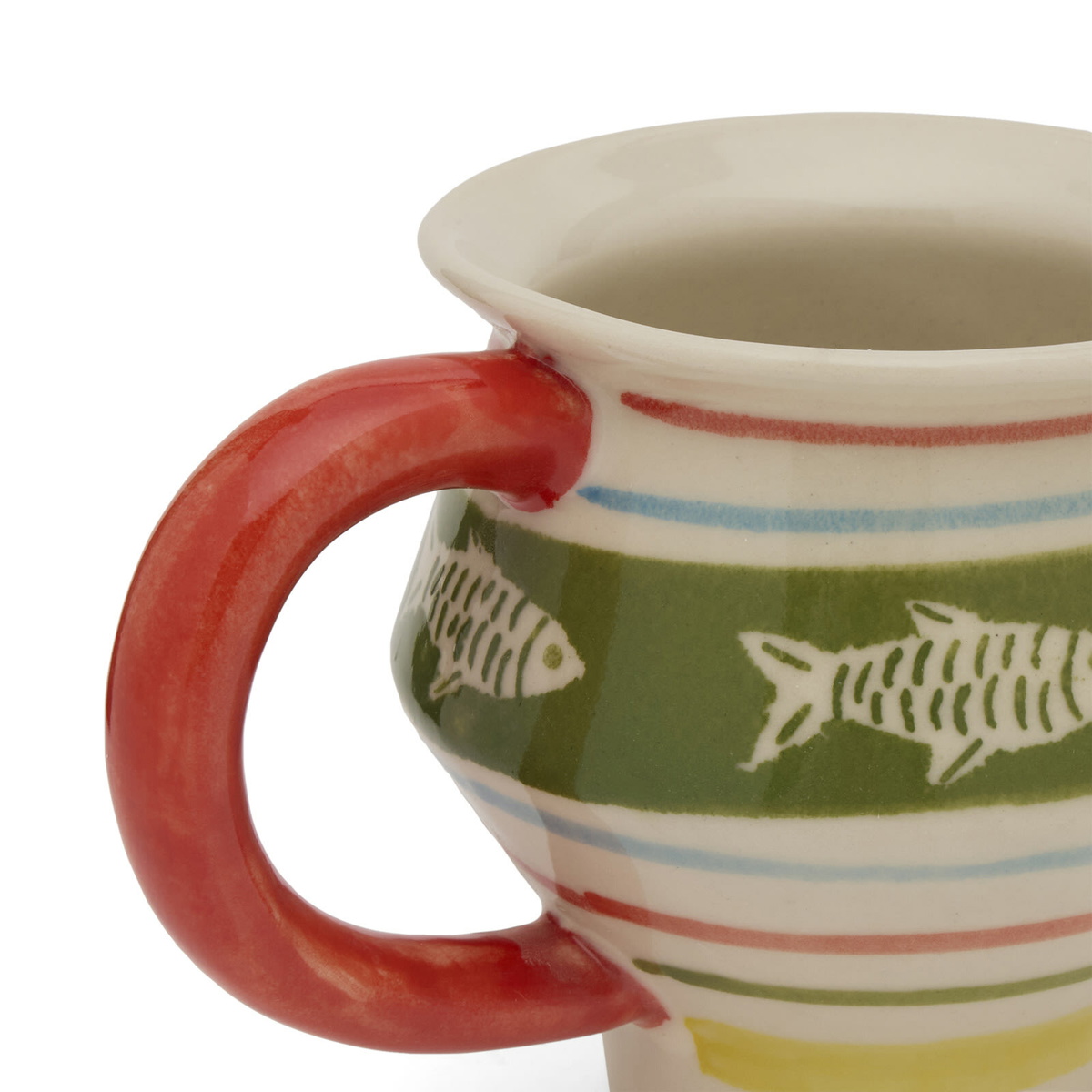 Damson Madder Women's Angular Mug - Fish Stripes in Yellow/Green 